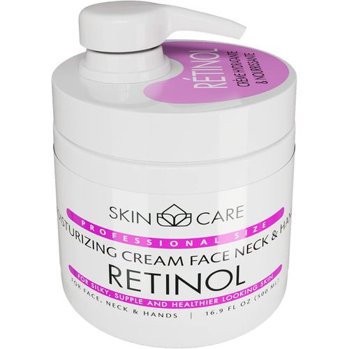 Skin Care Retinol 3-in-1 Moisturizer Face Cream, Neck and Hands - Treatment for Crepey Skin, Wrinkles and Sagging - Daily Lotion for All Skin Types - 16.9 fl. oz.