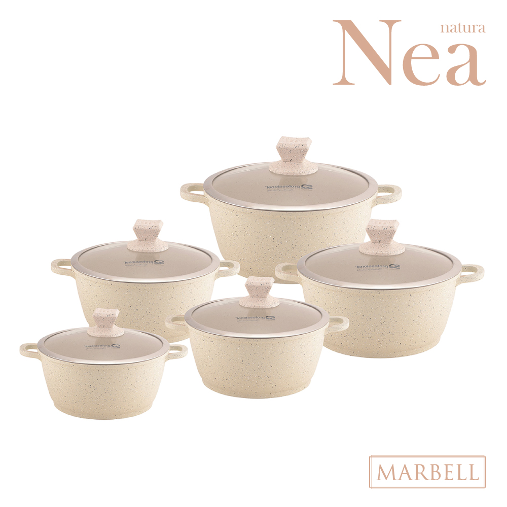 Nea Marbell Stockpot Set 5pc Natura Cream