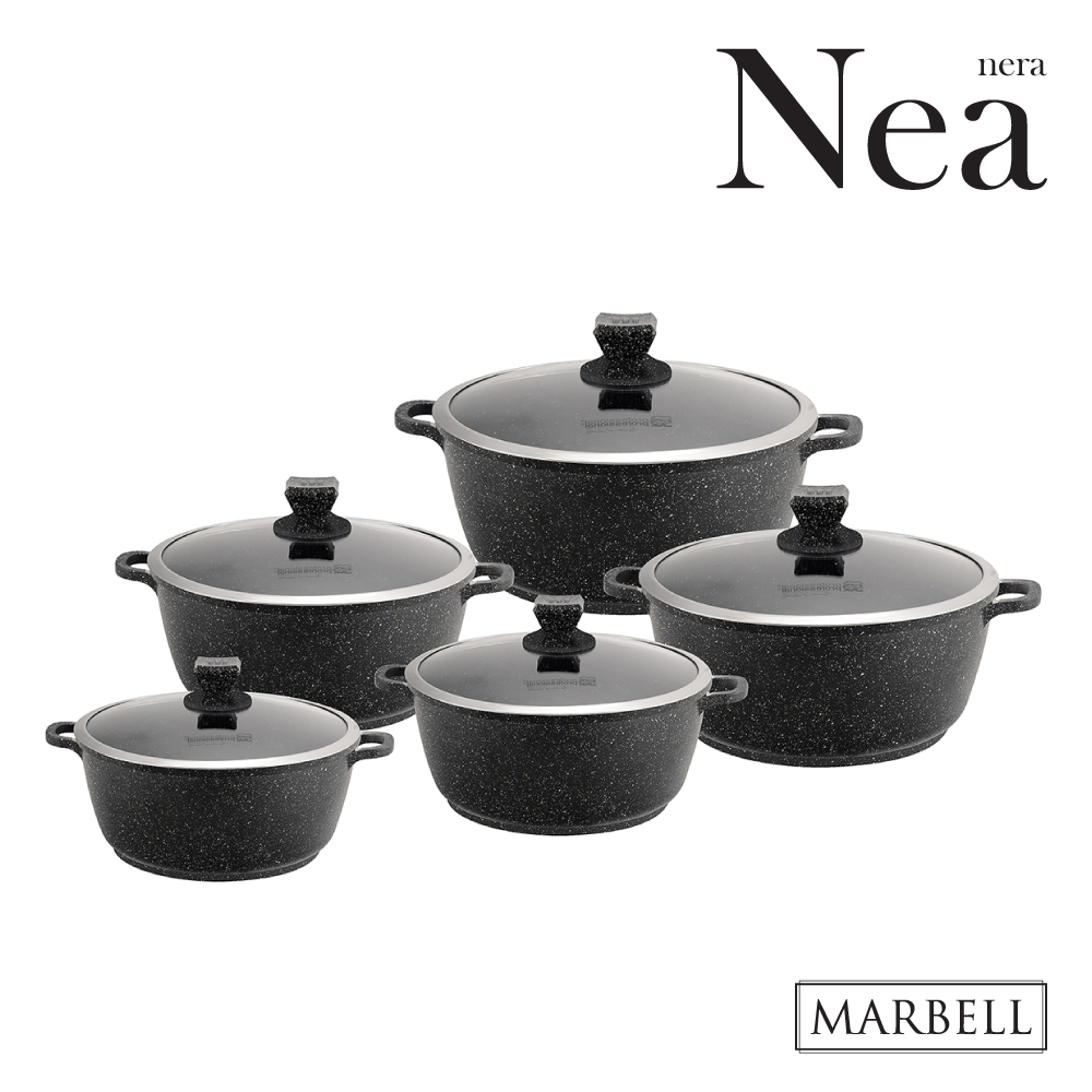 Nea Marbell Stockpot Set 5pc Nera Black