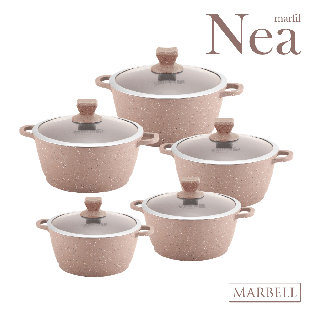 Nea Marbell Stockpot Set 5pc Marfil Brown