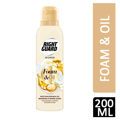 Right Guard Women Foam & Oil 200ml With Macadamia Oil Moringa Flower Scent