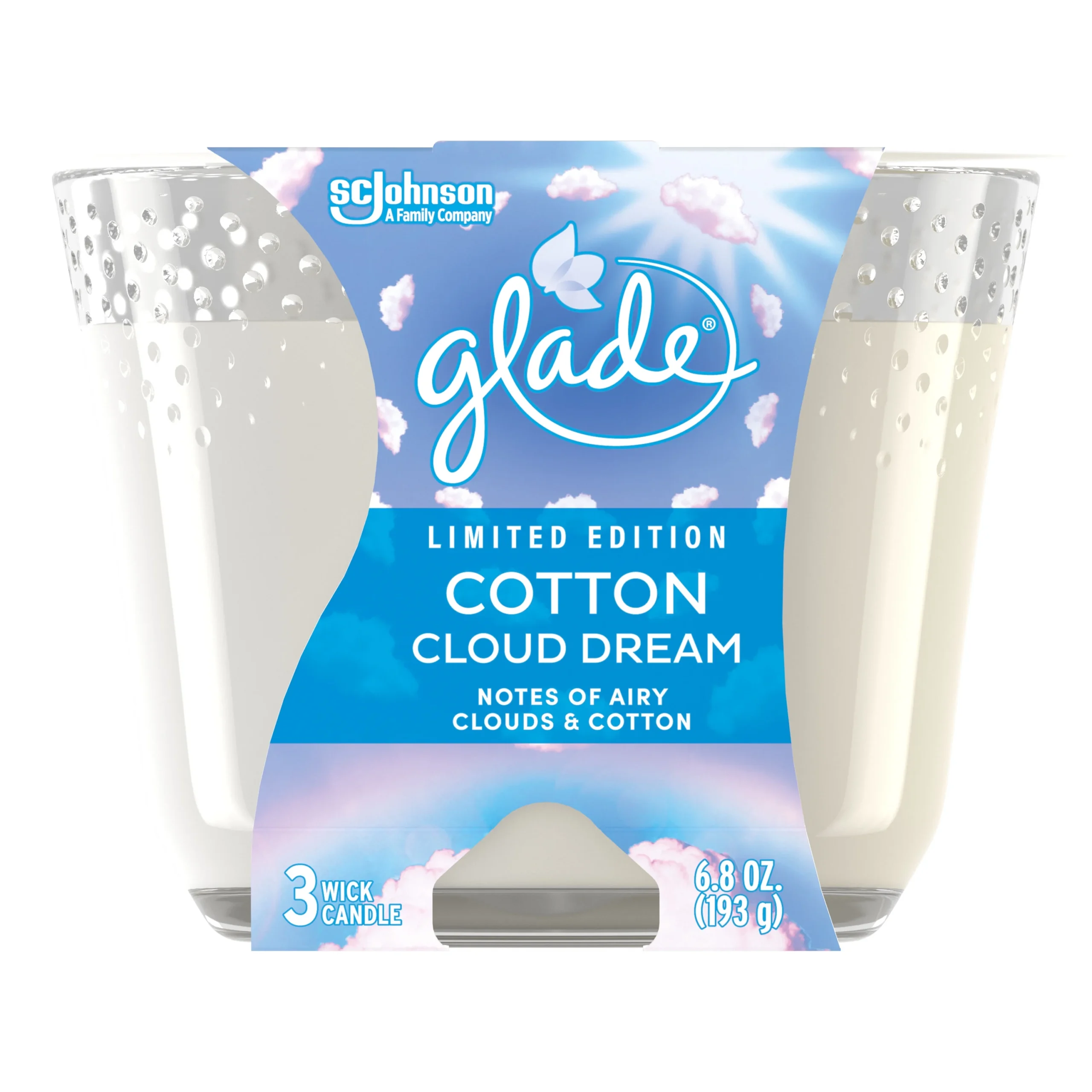 Glade 3-Wick Scented Candle – Cotton Cloud (Limited Edition)