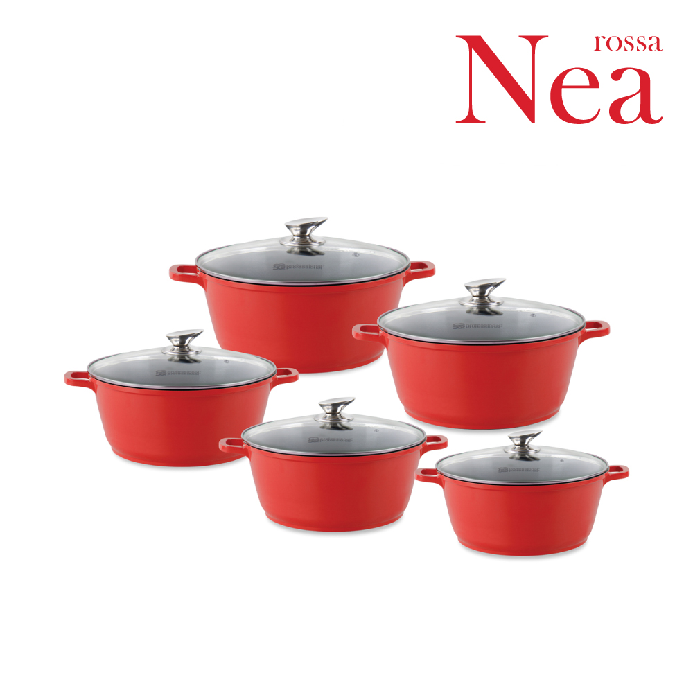 Nea Stockpot Set 5pc Rossa Red