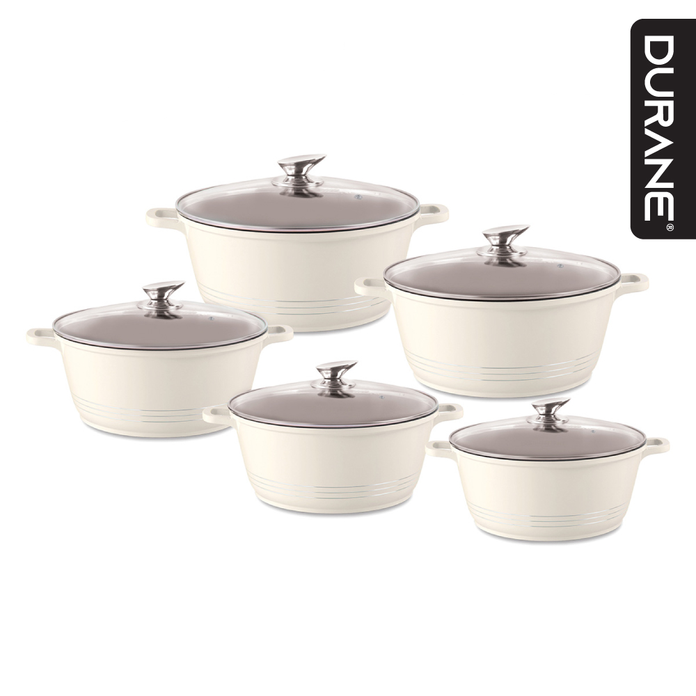 Stockpot Set 5pc Cream 2.3L-4L-6.1L-7.5L-9.5L
