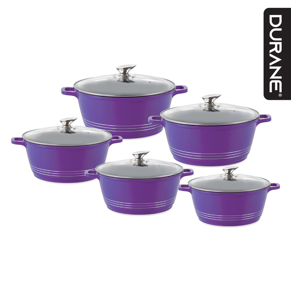 Stockpot Set 5pc Purple 2.3L-4L-6.1L-7.5L-9.5L