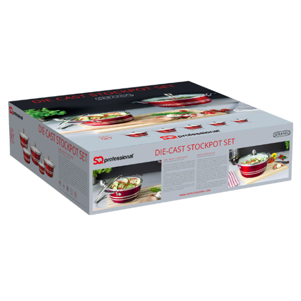 Metallic Seramiq Stockpot Set 5pc Red - Image 2