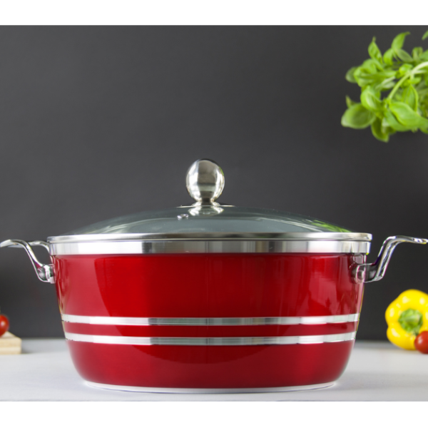 Metallic Seramiq Stockpot Set 5pc Red - Image 3