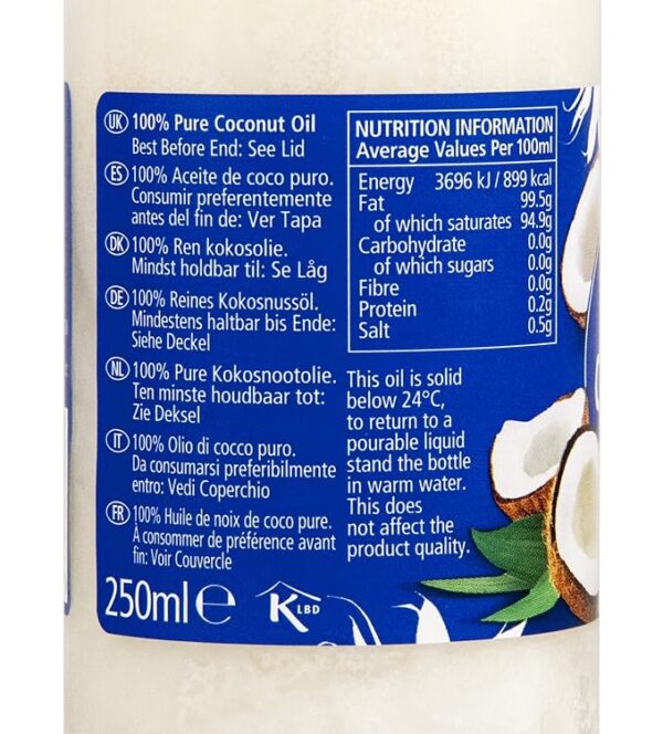 KTC 100% Pure Coconut Oil 250ml - Image 4