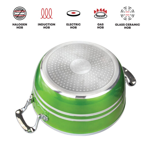 Metallic Seramiq Stockpot Set 5pc Green Emerald - Image 2