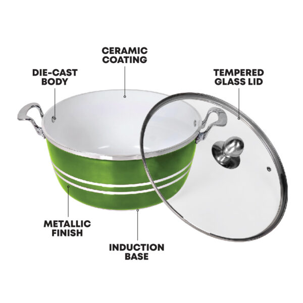 Metallic Seramiq Stockpot Set 5pc Green Emerald - Image 3