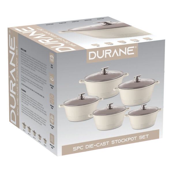 Stockpot Set 5pc Cream 2.3L-4L-6.1L-7.5L-9.5L - Image 3