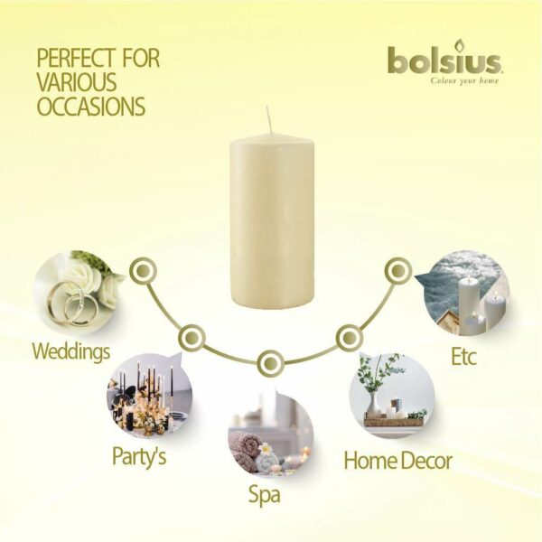 Bolsius Classic Candle Ivory 8 Pillar Candles (200mm x 98mm) - Image 4