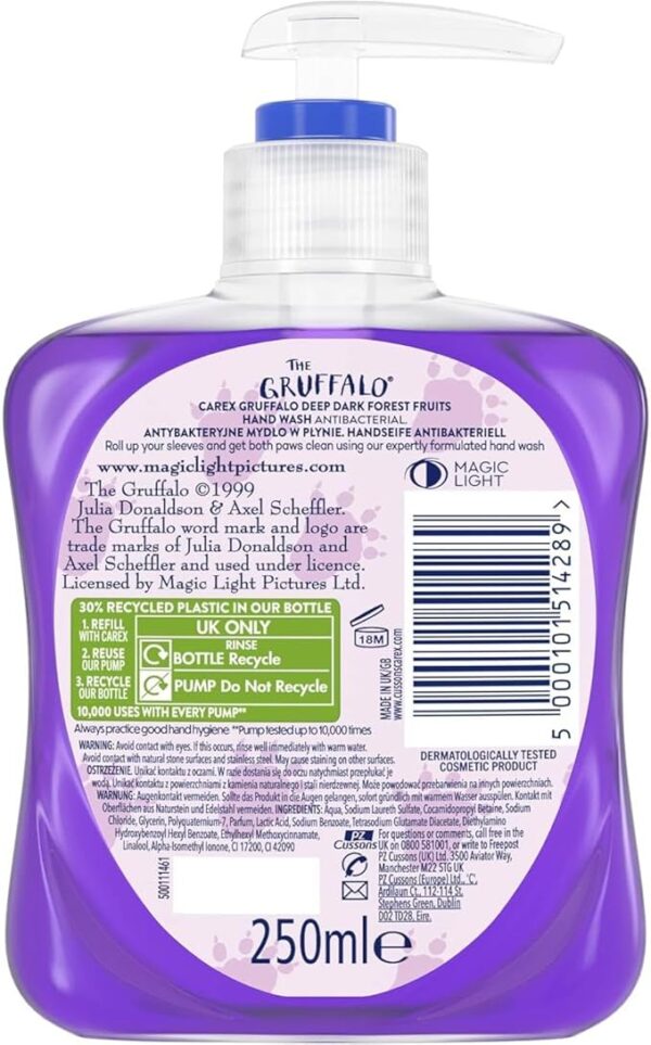 Carex Gruffalo Deep Dark Forest Fruits Hand Wash 250ml - Image 4