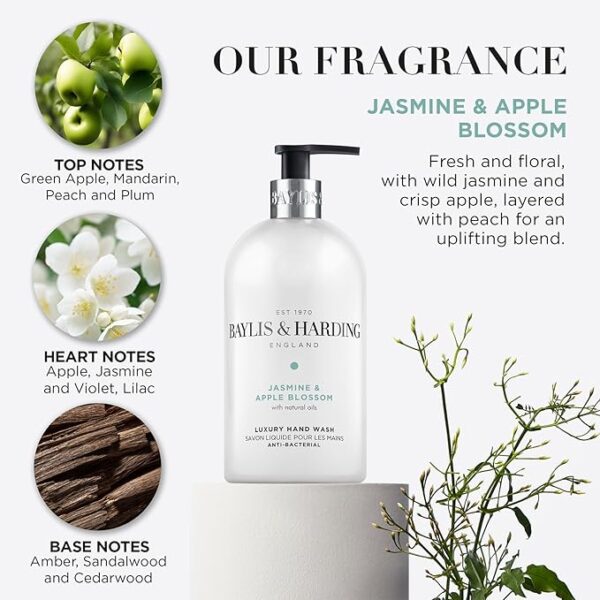 Baylis & Harding Jasmine and Apple Blossom Anti-Bacterial Hand Wash, 500ml - Image 5