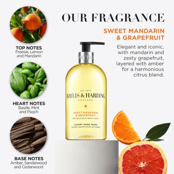 Baylis & Harding Mandarin & Grapefruit Hand Wash 500Ml - Image 2
